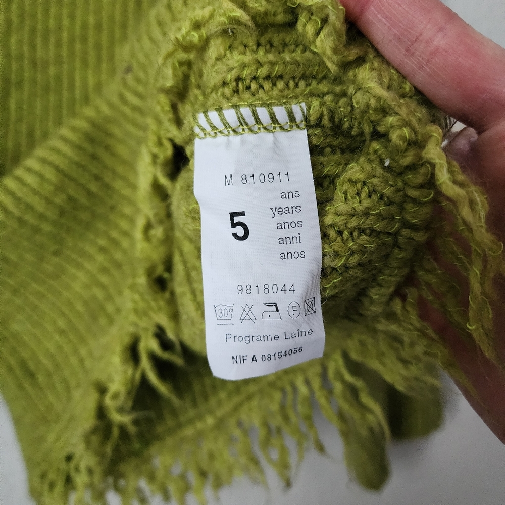 CONFETTI Kids wool‎ knit sweater in green fringe size 5 Years - Picture 3 of 7